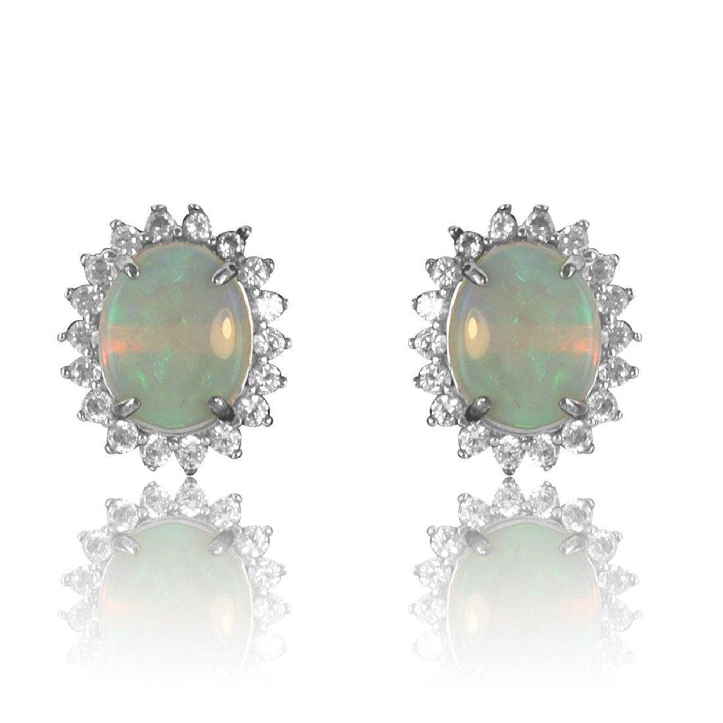 Sterling Silver White Opal earring clusters - Masterpiece Jewellery Opal & Gems Sydney Australia | Online Shop
