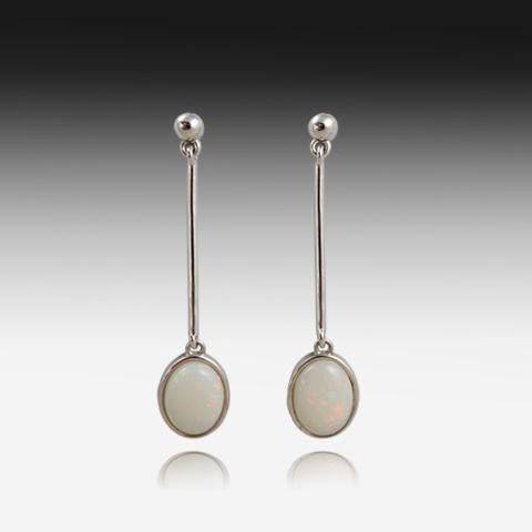 Sterling Silver White Opal earrings - Masterpiece Jewellery Opal & Gems Sydney Australia | Online Shop