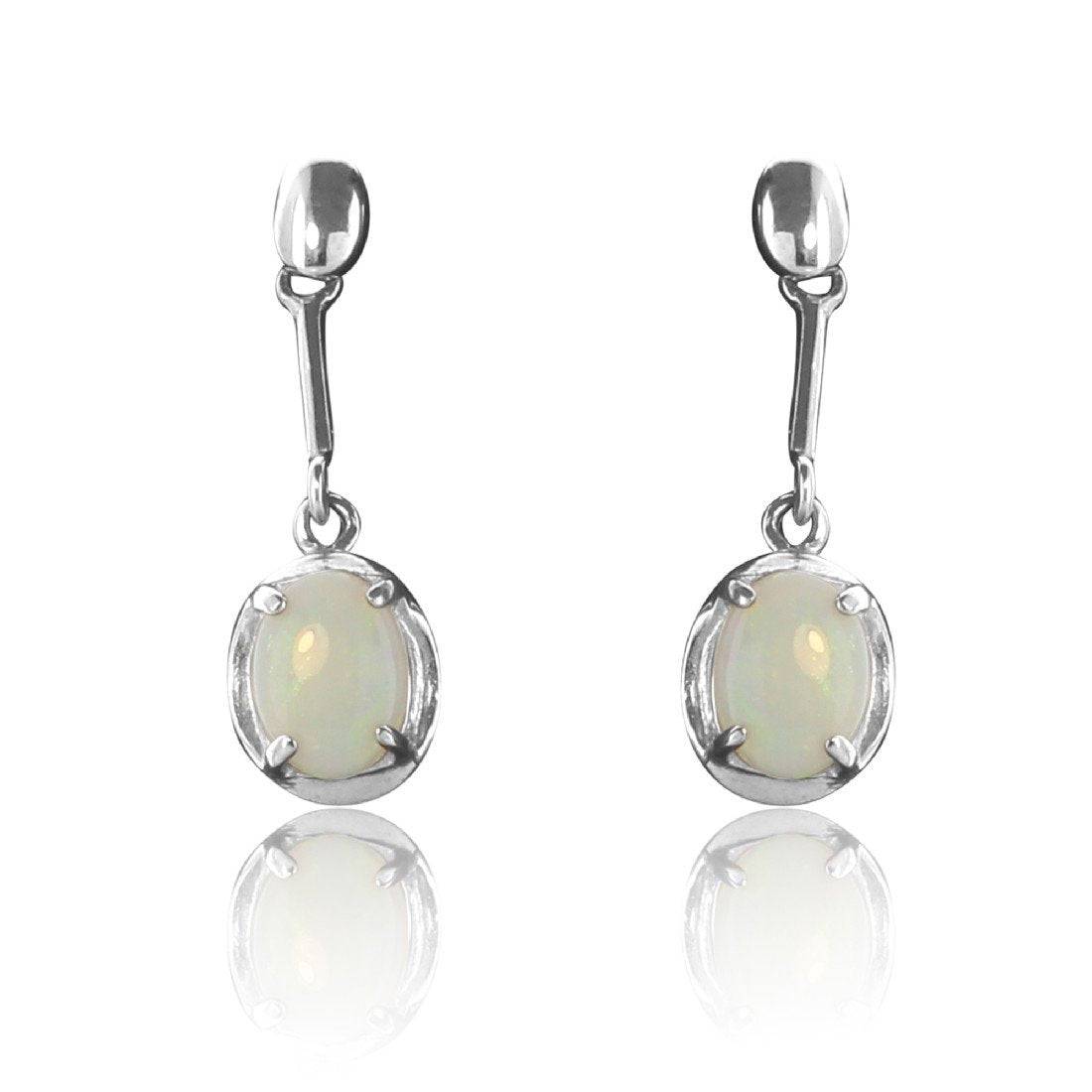 Sterling Silver White Opal earrings - Masterpiece Jewellery Opal & Gems Sydney Australia | Online Shop