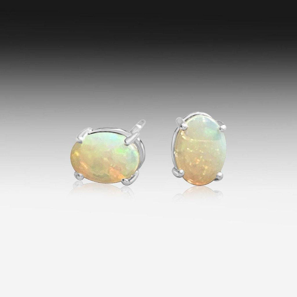 Sterling Silver White Opal studs - Masterpiece Jewellery Opal & Gems Sydney Australia | Online Shop