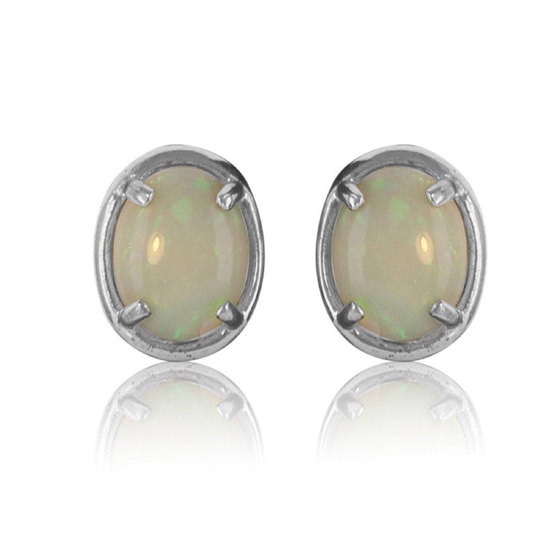 Sterling Silver White Opal studs - Masterpiece Jewellery Opal & Gems Sydney Australia | Online Shop