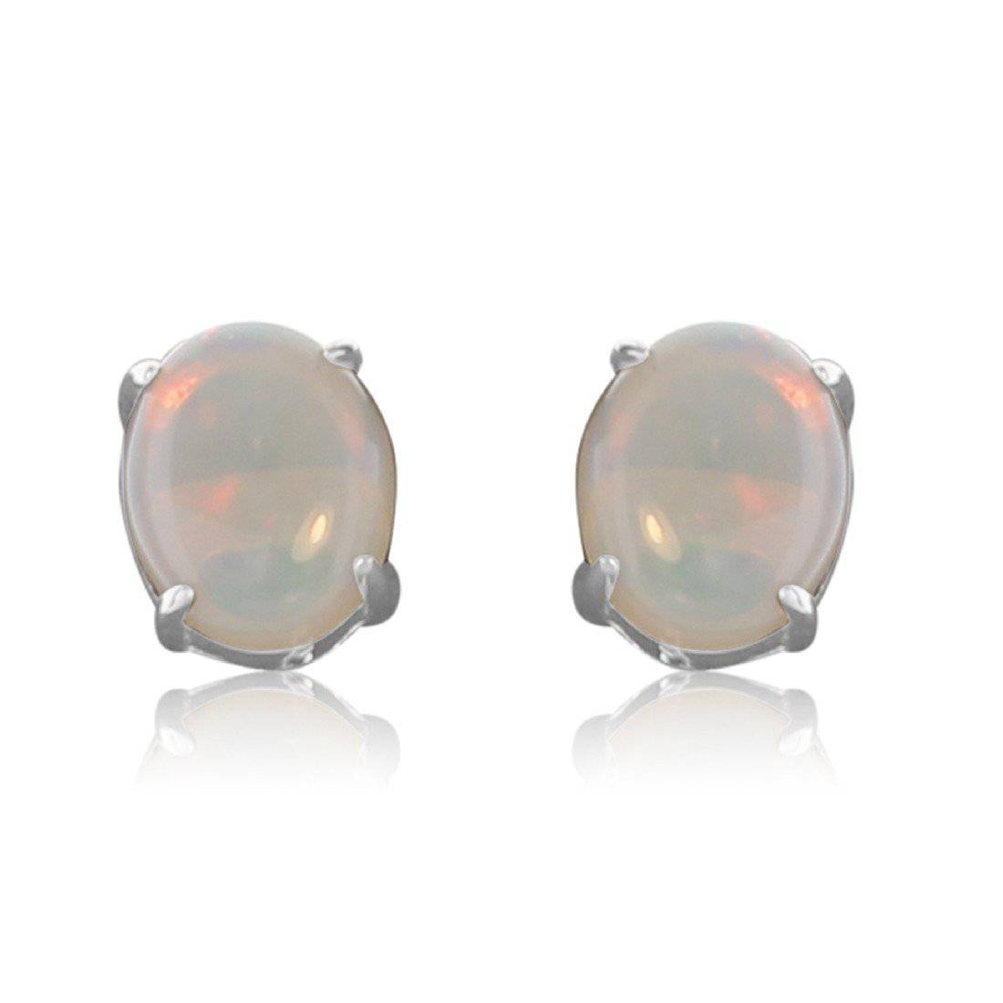 Sterling Silver White Opal studs - Masterpiece Jewellery Opal & Gems Sydney Australia | Online Shop