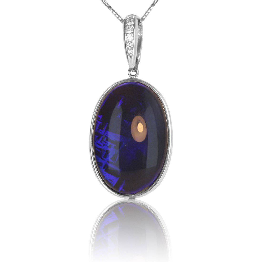 14kt White Gold Black Opal pendant - Masterpiece Jewellery Opal & Gems Sydney Australia | Online Shop