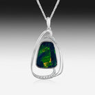 14kt White Gold Opal and Diamond pendant - Masterpiece Jewellery Opal & Gems Sydney Australia | Online Shop