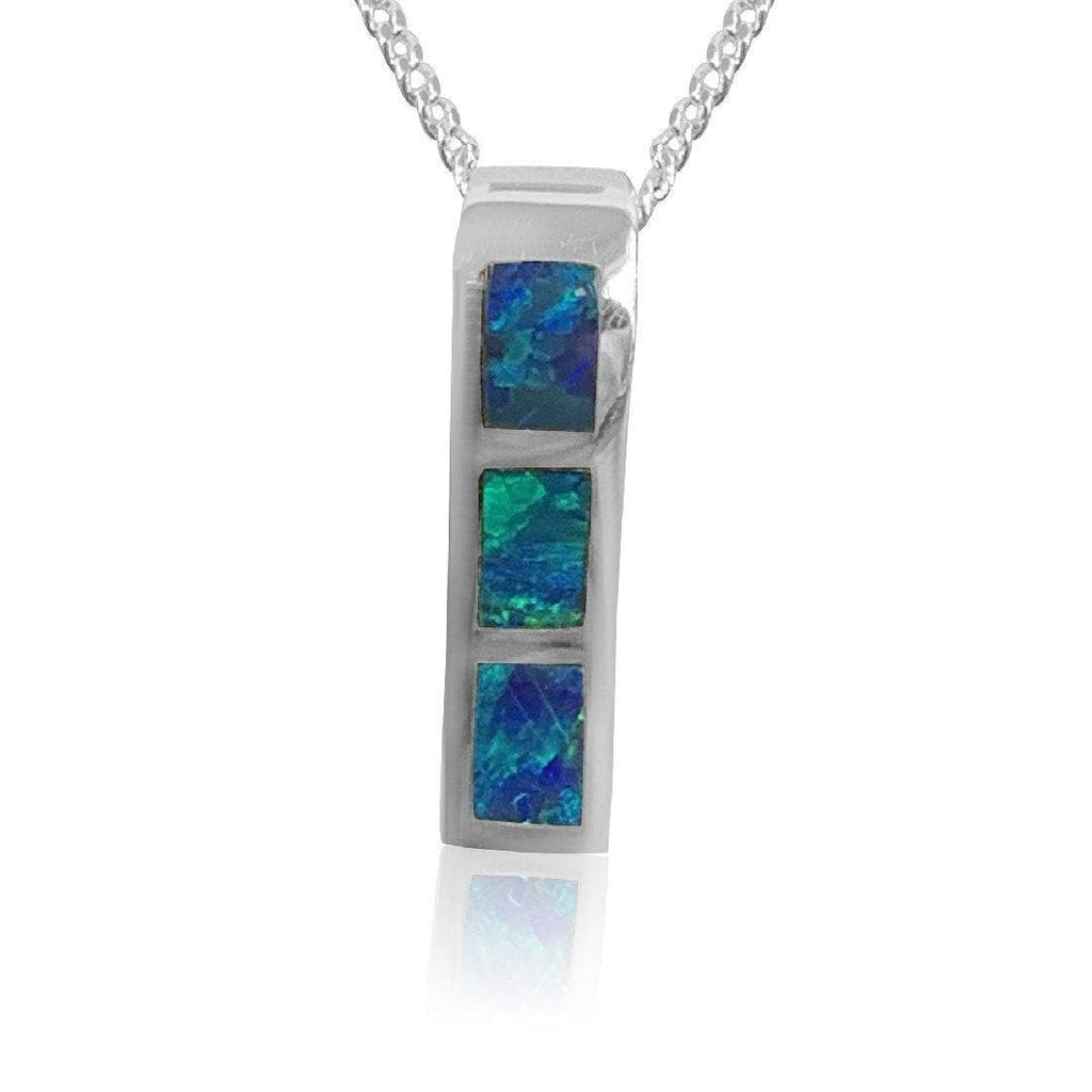 14kt White Gold Opal inlay pendant - Masterpiece Jewellery Opal & Gems Sydney Australia | Online Shop