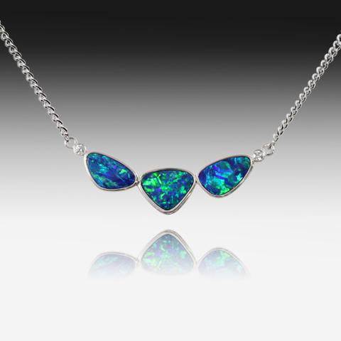 14KT WHITE GOLD OPAL NECKLACE - Masterpiece Jewellery Opal & Gems Sydney Australia | Online Shop