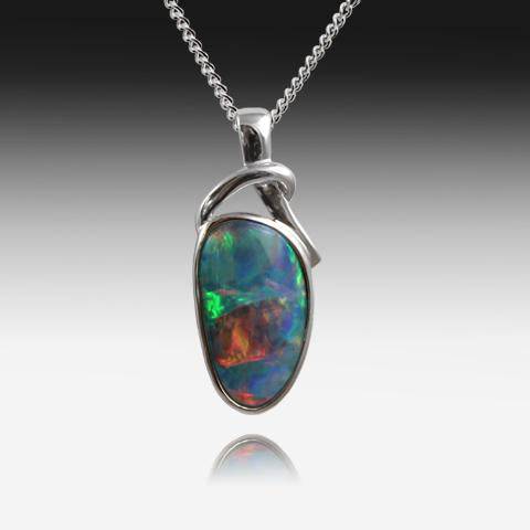 14KT WHITE GOLD OPAL PEDNANT - Masterpiece Jewellery Opal & Gems Sydney Australia | Online Shop