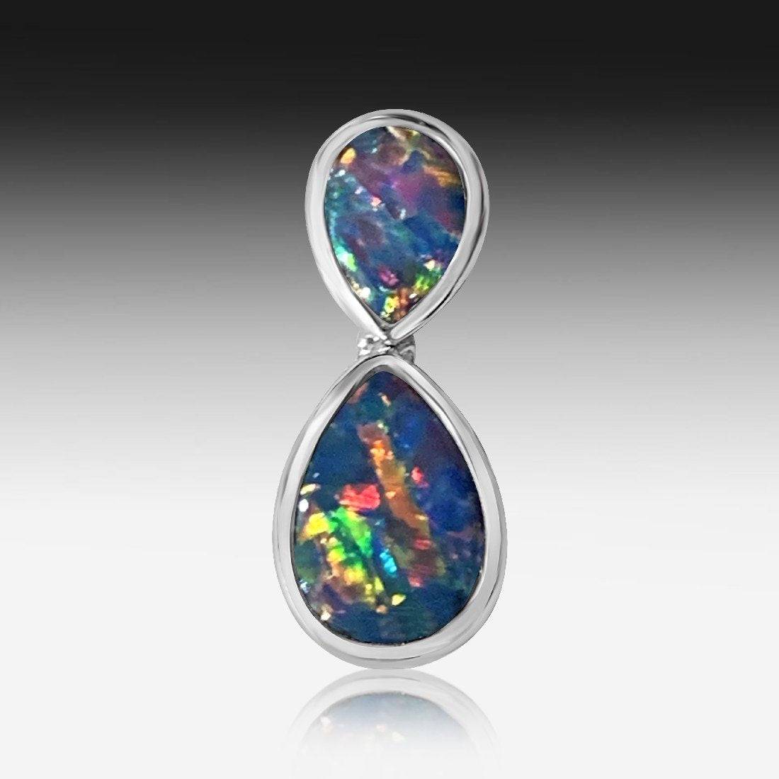 14kt White Gold Opal Pendant - Masterpiece Jewellery Opal & Gems Sydney Australia | Online Shop