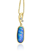 14kt Yellow Gold Black Opal diamond pendant - Masterpiece Jewellery Opal & Gems Sydney Australia | Online Shop