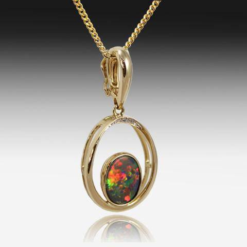 14KT YELLOW GOLD BLACK OPAL PENDANT - Masterpiece Jewellery Opal & Gems Sydney Australia | Online Shop