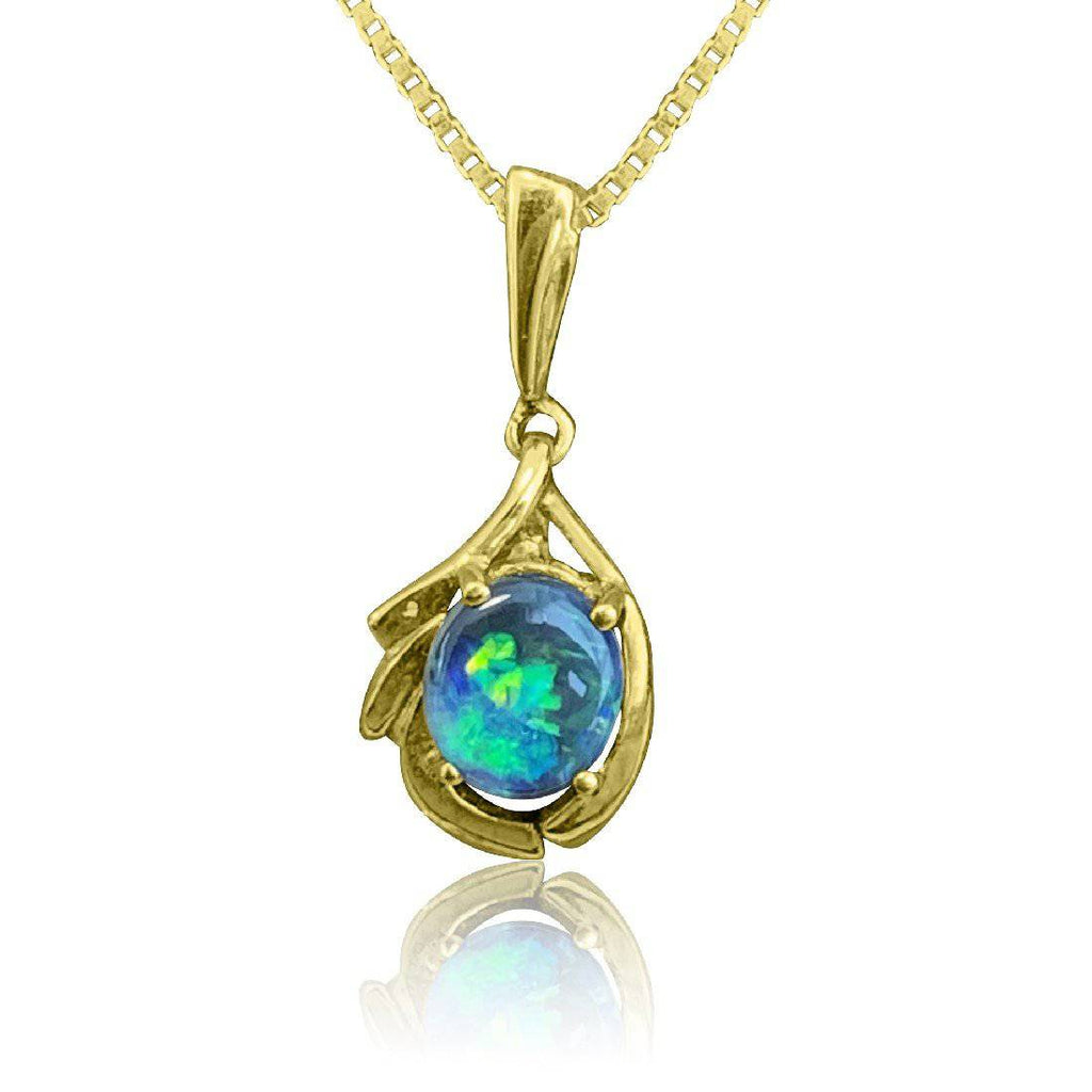 14kt Yellow Gold Black Opal pendant - Masterpiece Jewellery Opal & Gems Sydney Australia | Online Shop