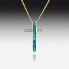 14kt Yellow Gold cross Inlay Opal and Diamond - Masterpiece Jewellery Opal & Gems Sydney Australia | Online Shop