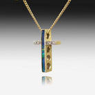 14kt Yellow Gold cross Inlay Opal and Diamond - Masterpiece Jewellery Opal & Gems Sydney Australia | Online Shop