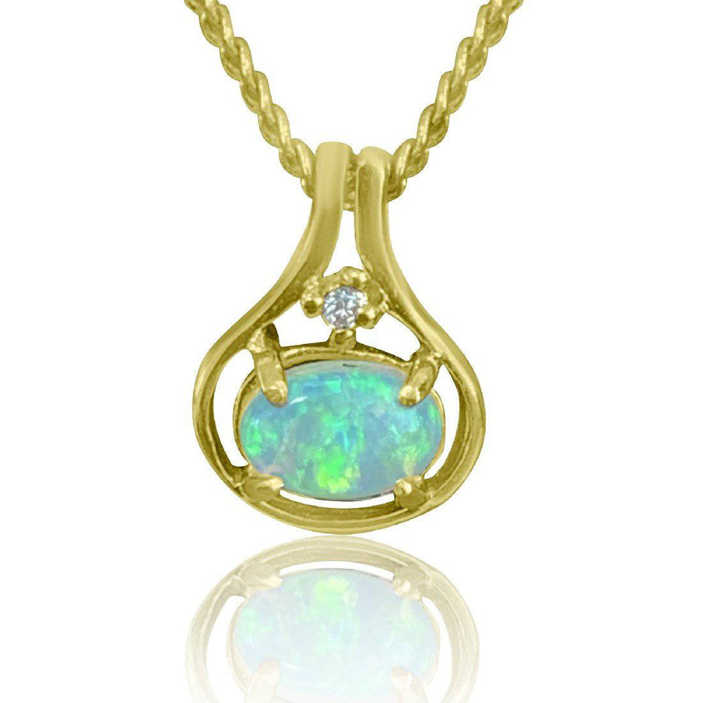 14kt Yellow Gold Opal and Diamond pendant - Masterpiece Jewellery Opal & Gems Sydney Australia | Online Shop