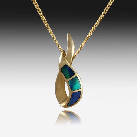 14KT YELLOW GOLD OPAL INLAY PENDANT - Masterpiece Jewellery Opal & Gems Sydney Australia | Online Shop