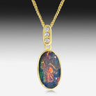 14kt Yellow Gold Pendant set with one Black Opal - Masterpiece Jewellery Opal & Gems Sydney Australia | Online Shop