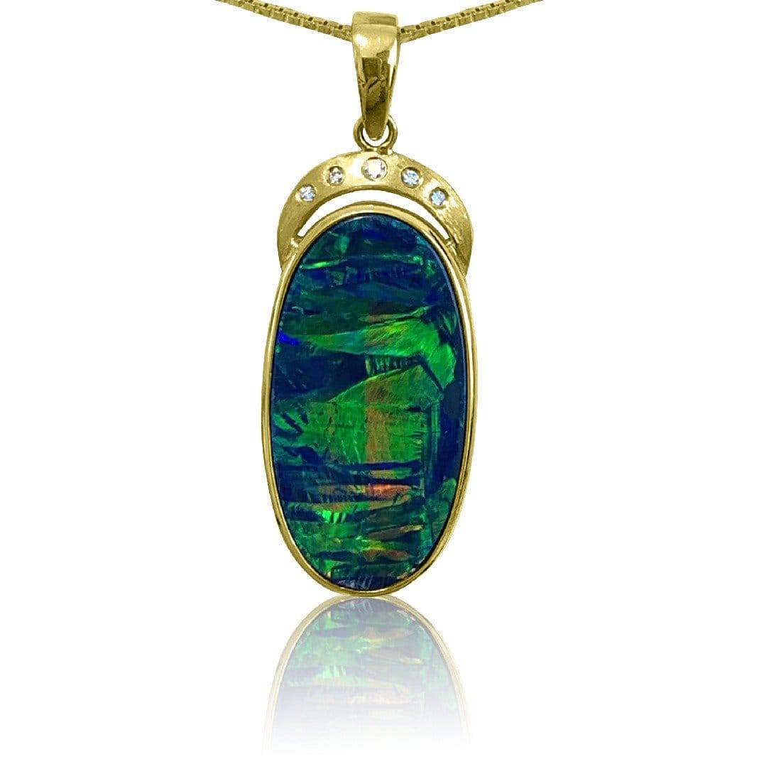 14kt Yellow Gold pendant with Opal and Diamonds - Masterpiece Jewellery Opal & Gems Sydney Australia | Online Shop