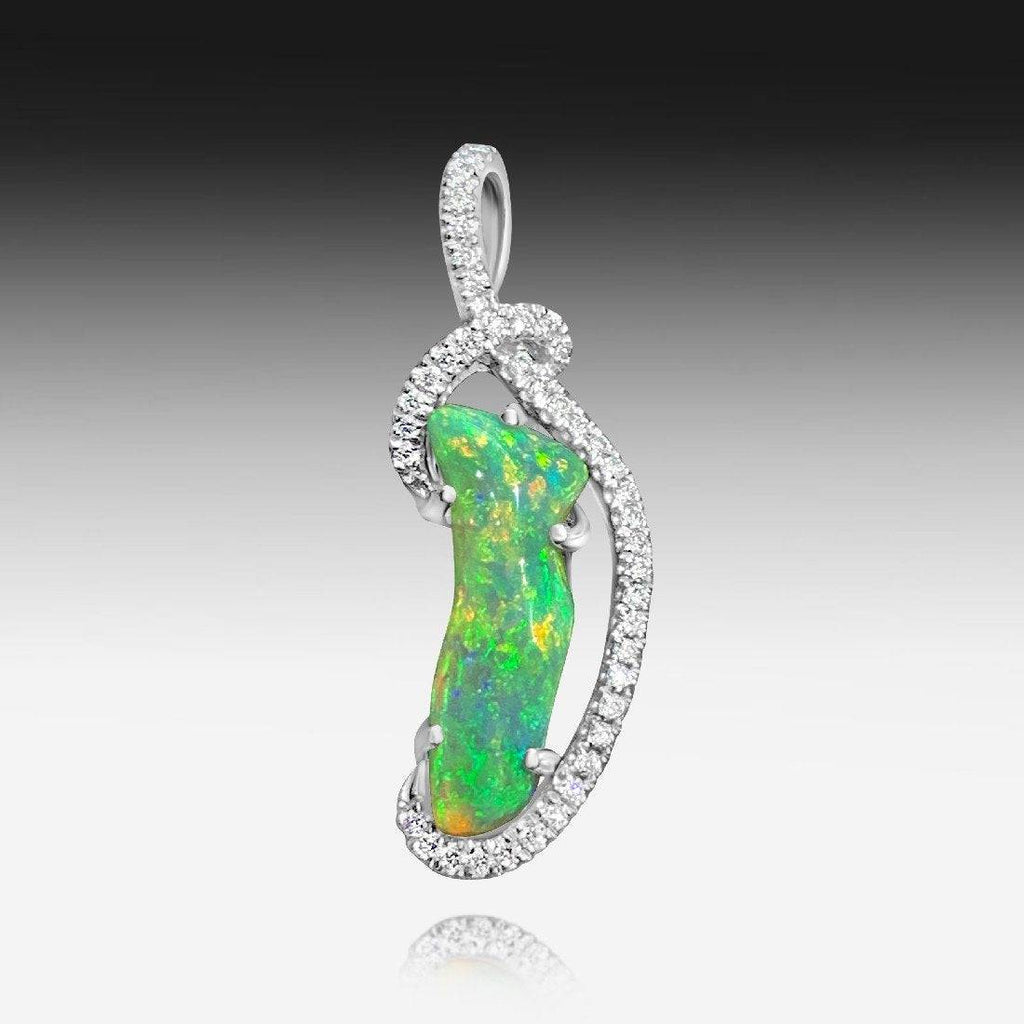 18K White Gold Black Opal pendant - Masterpiece Jewellery Opal & Gems Sydney Australia | Online Shop