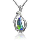 18kt White Gold Black Opal and diamond pendant - Masterpiece Jewellery Opal & Gems Sydney Australia | Online Shop