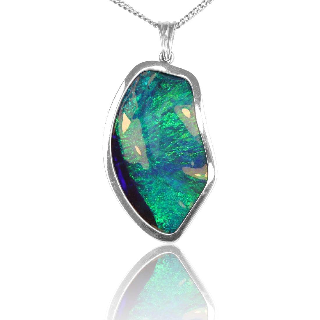 18KT WHITE GOLD BOULDER OPAL 46CT PENDANT - Masterpiece Jewellery Opal & Gems Sydney Australia | Online Shop