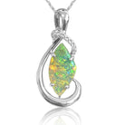 18kt White Gold Crystal Opal and diamond pendant - Masterpiece Jewellery Opal & Gems Sydney Australia | Online Shop