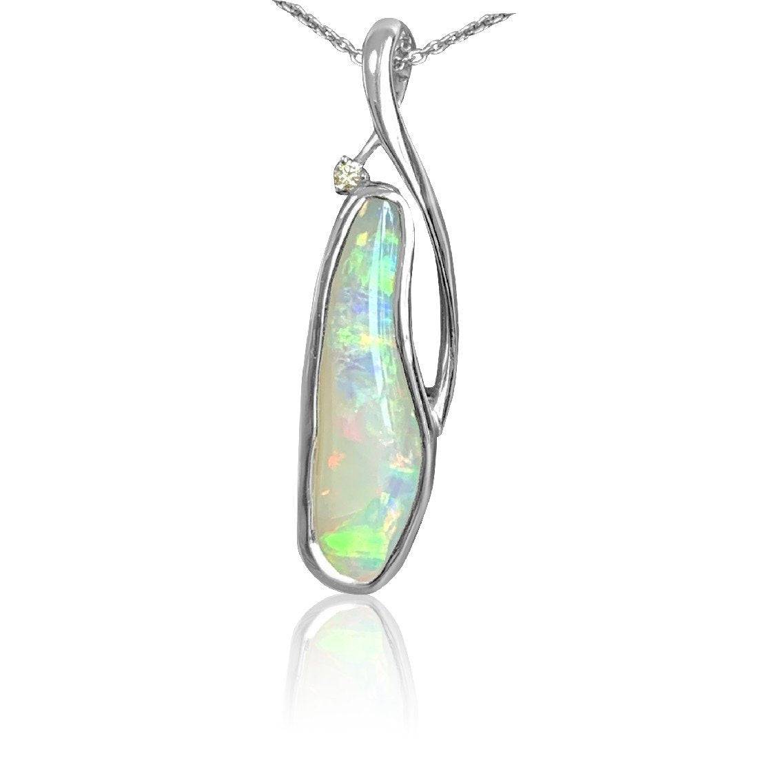 18kt White Gold Opal pendant - Masterpiece Jewellery Opal & Gems Sydney Australia | Online Shop