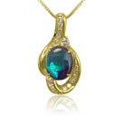 18kt Yellow gold Black Opal and DIamond pendant - Masterpiece Jewellery Opal & Gems Sydney Australia | Online Shop