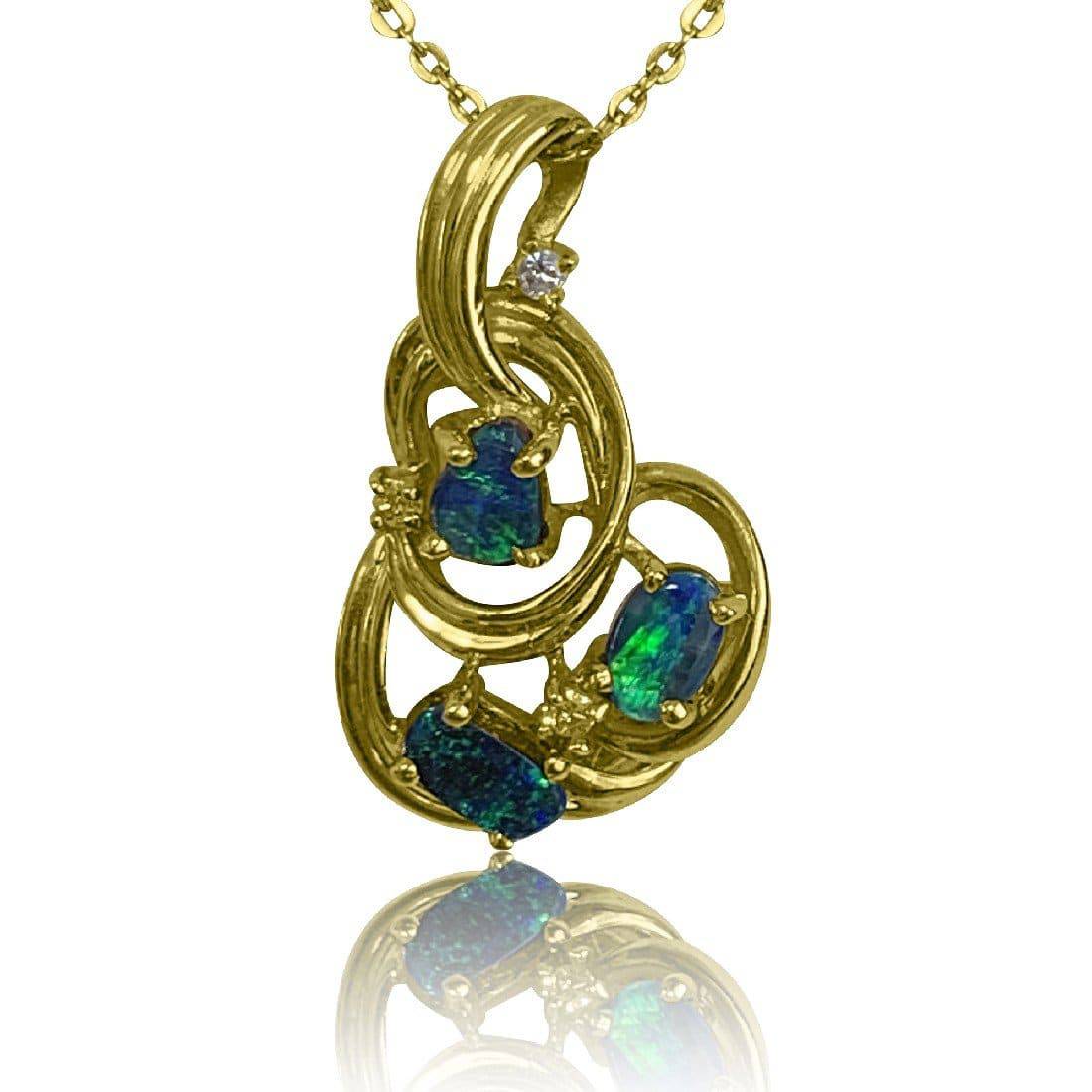 18kt Yellow Gold Black Opal pendant - Masterpiece Jewellery Opal & Gems Sydney Australia | Online Shop