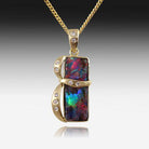 18kt Yellow Gold Boulder Opal and Diamond pendant - Masterpiece Jewellery Opal & Gems Sydney Australia | Online Shop