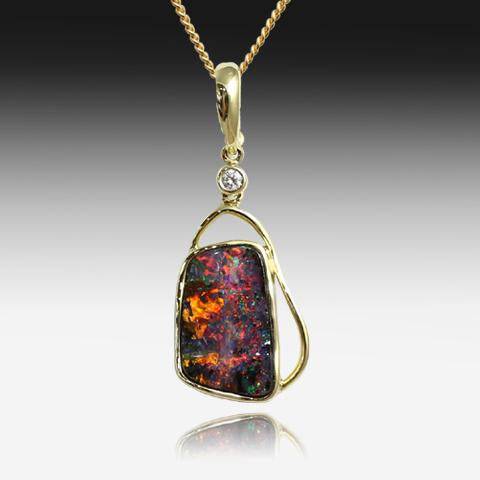 18KT YELLOW GOLD BOULDER OPAL PENDANT - Masterpiece Jewellery Opal & Gems Sydney Australia | Online Shop