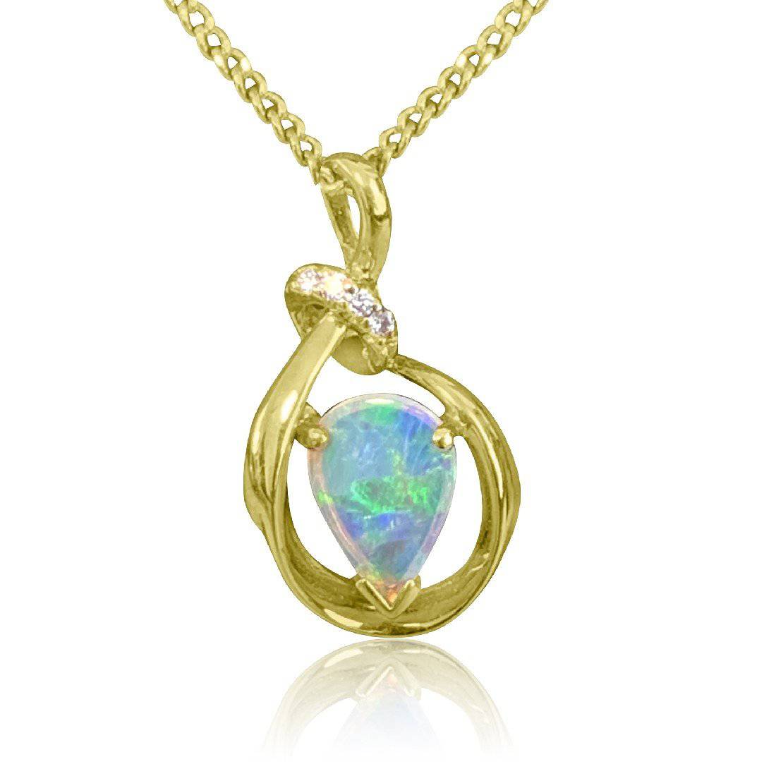 18kt Yellow Gold Crystal Opal pendant - Masterpiece Jewellery Opal & Gems Sydney Australia | Online Shop