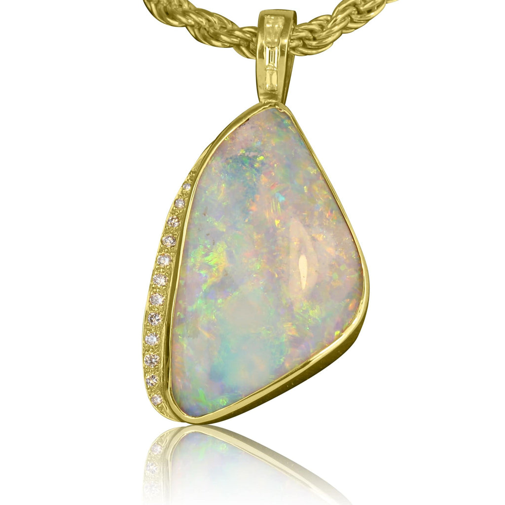 18kt Yellow Gold Opal and Diamond pendant - Masterpiece Jewellery Opal & Gems Sydney Australia | Online Shop