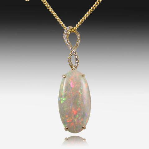 18kt Yellow Gold Opal and Diamond pendant - Masterpiece Jewellery Opal & Gems Sydney Australia | Online Shop