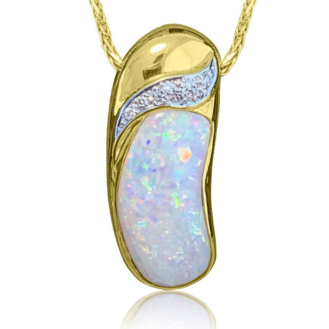 18kt Yellow gold Opal and Diamond pendant - Masterpiece Jewellery Opal & Gems Sydney Australia | Online Shop