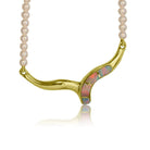 18kt Yellow Gold Opal inlay and Pearl necklace - Masterpiece Jewellery Opal & Gems Sydney Australia | Online Shop