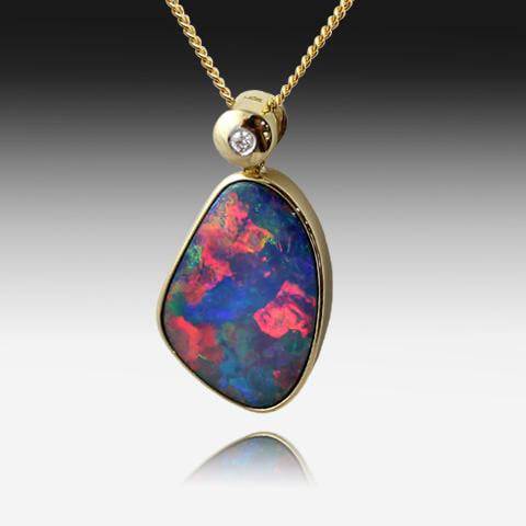 18kt Yellow Gold Opal pendant - Masterpiece Jewellery Opal & Gems Sydney Australia | Online Shop