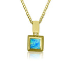 18kt Yellow Gold square Opal inlay pendant - Masterpiece Jewellery Opal & Gems Sydney Australia | Online Shop