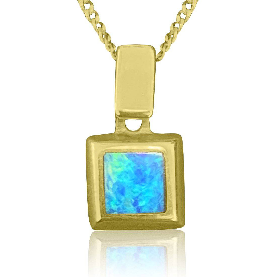 18kt Yellow Gold square Opal inlay pendant - Masterpiece Jewellery Opal & Gems Sydney Australia | Online Shop