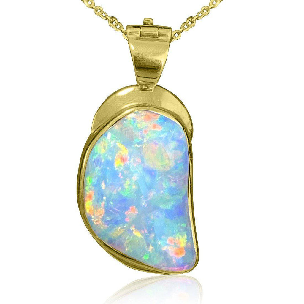 18kt Yellow Gold White Opal pendant - Masterpiece Jewellery Opal & Gems Sydney Australia | Online Shop