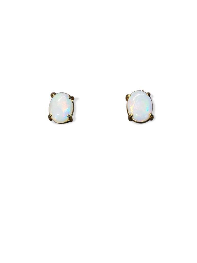 18KT YELLOW GOLD WHITE OPAL STUDS - Masterpiece Jewellery Opal & Gems Sydney Australia | Online Shop
