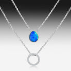 9kt White Gold double chain Opal and Diamond necklace - Masterpiece Jewellery Opal & Gems Sydney Australia | Online Shop