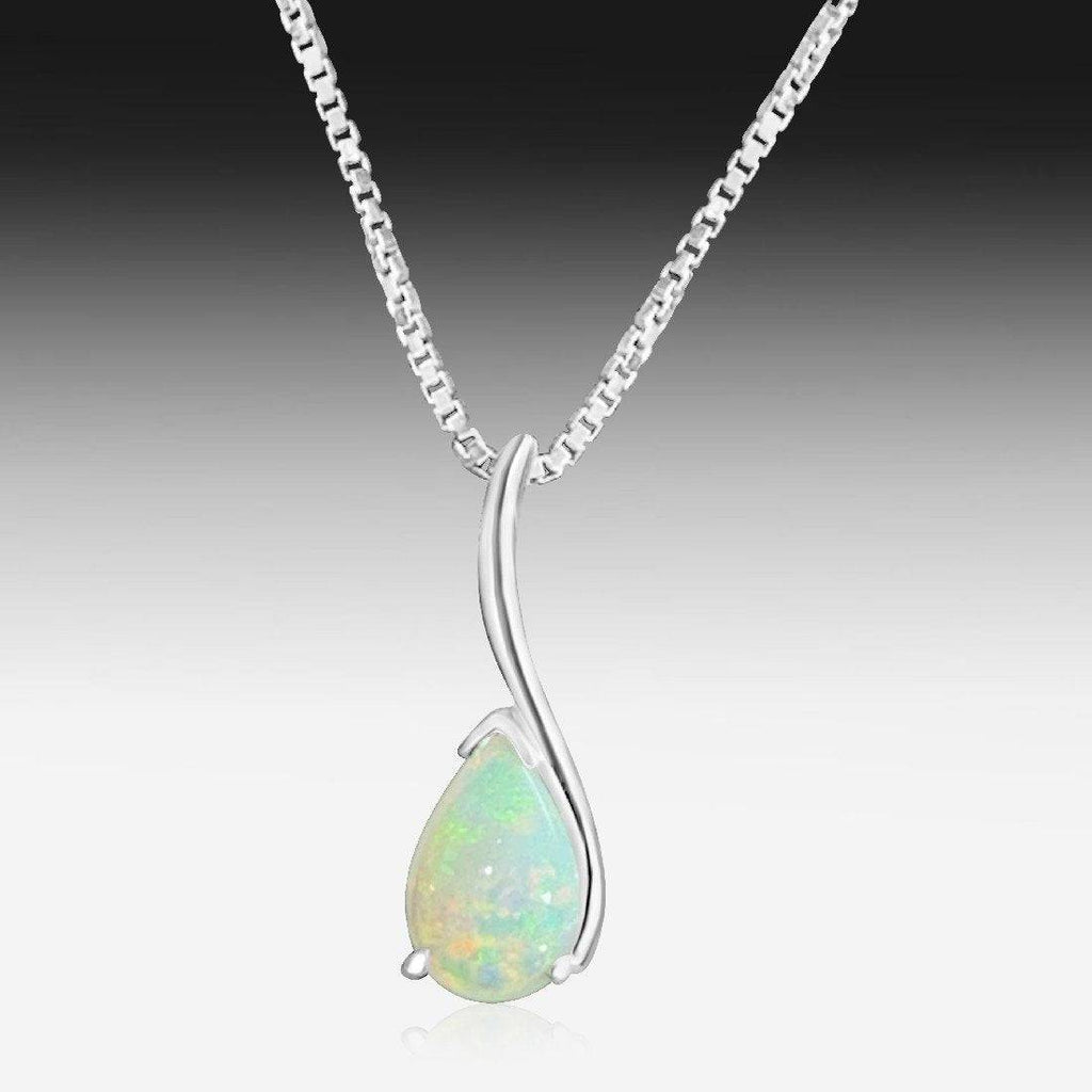 9kt White Gold Opal teardrop pendant - Masterpiece Jewellery Opal & Gems Sydney Australia | Online Shop