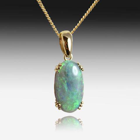 9kt Yellow Gold Black Opal pendant - Masterpiece Jewellery Opal & Gems Sydney Australia | Online Shop