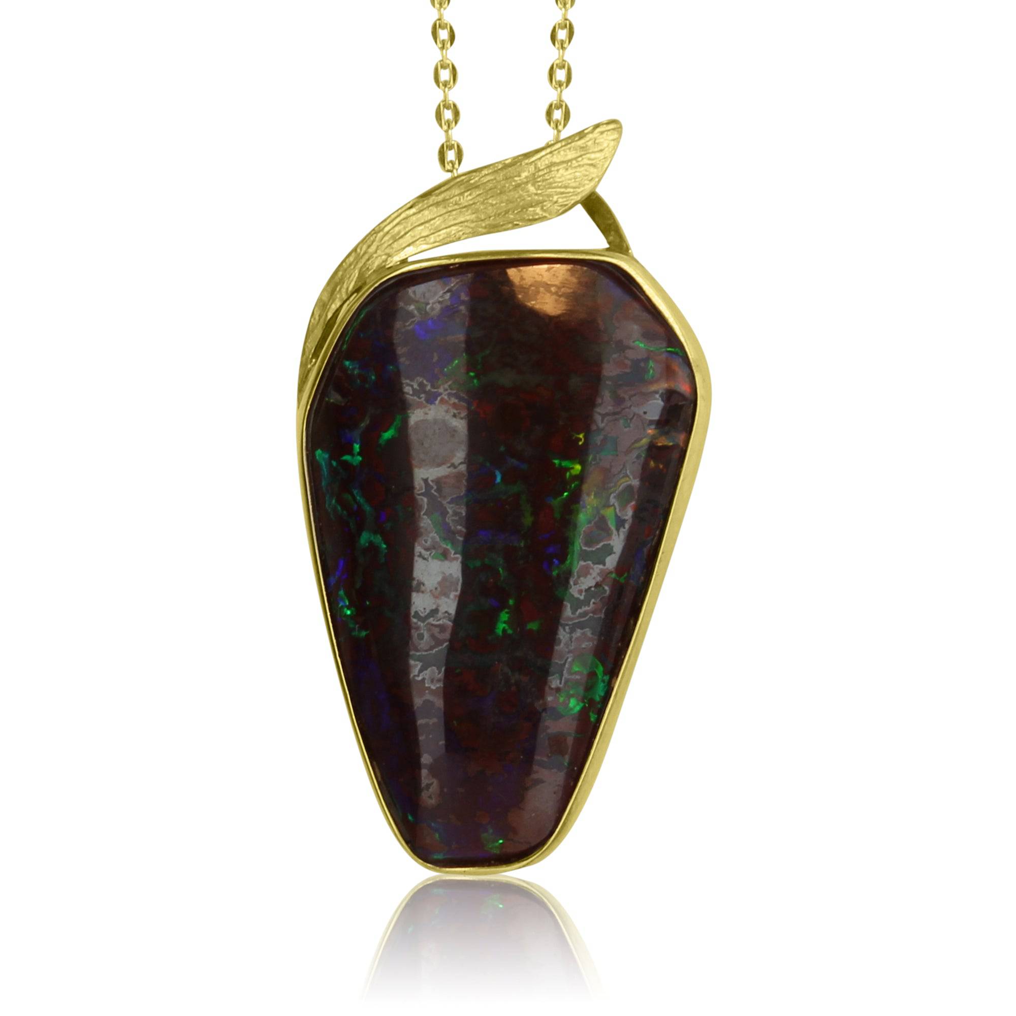 9kt Yellow Gold Matrix Opal pendant - Masterpiece Jewellery Opal & Gems Sydney Australia | Online Shop
