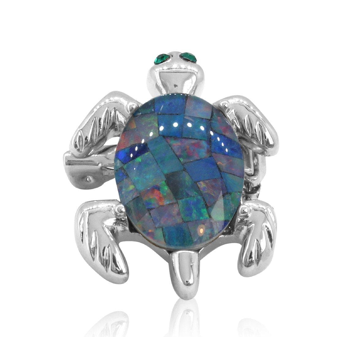 Base metal Silver plated Turtle Opal Mosiac triplet brooch - Masterpiece Jewellery Opal & Gems Sydney Australia | Online Shop