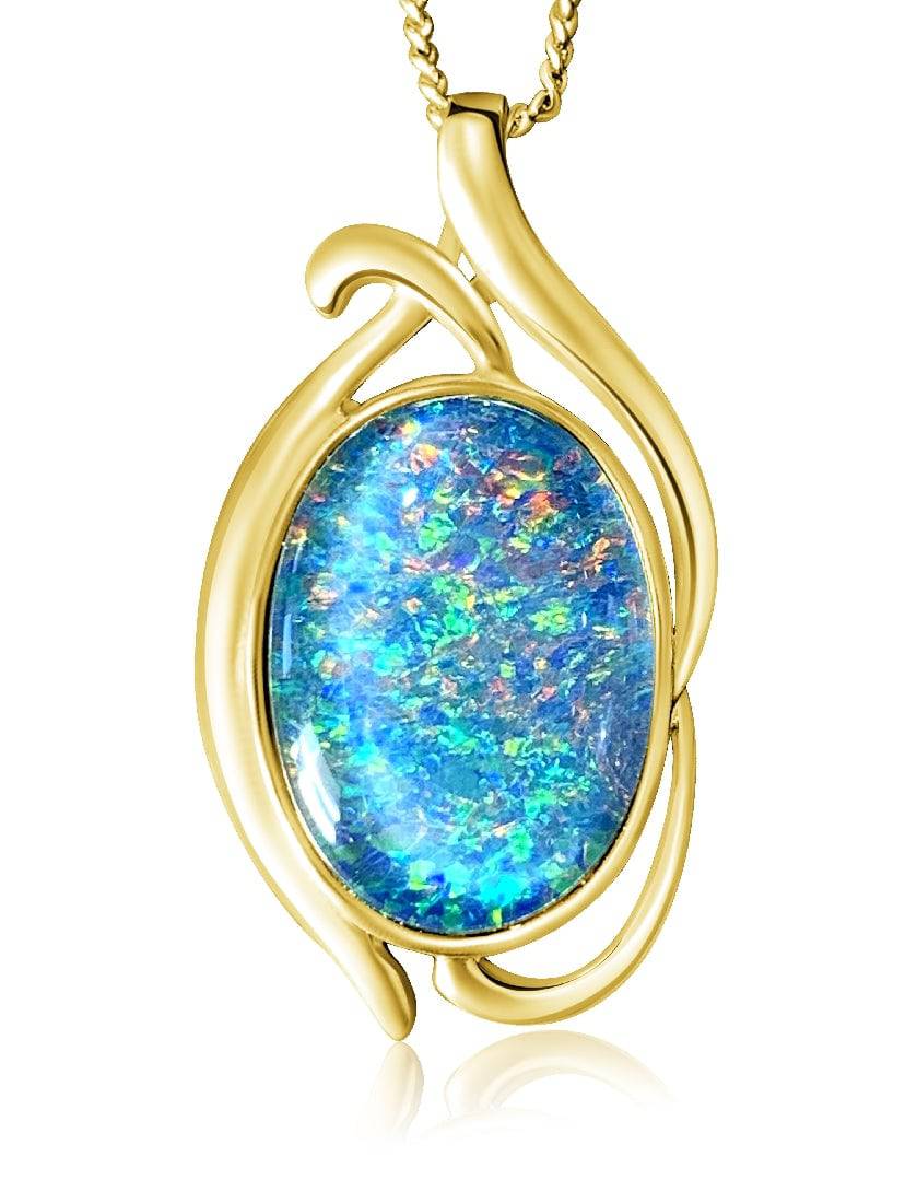 One Sterling Silver Gold Plated 18x13mm Opal triplet bezel set - Masterpiece Jewellery Opal & Gems Sydney Australia | Online Shop