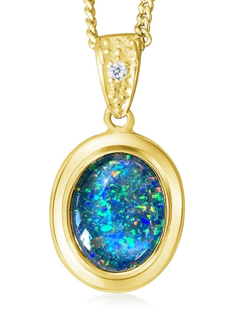 One Sterling Silver Gold Plated Opal triplet pendant - Masterpiece Jewellery Opal & Gems Sydney Australia | Online Shop