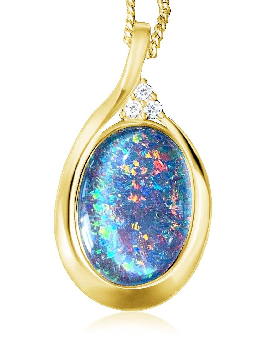 Sterling Silver Gold Plated 18x13mm Opal triplet pendant - Masterpiece Jewellery Opal & Gems Sydney Australia | Online Shop