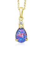 Sterling Silver Gold plated pendant set with one 10x7mm Opal triplet - Masterpiece Jewellery Opal & Gems Sydney Australia | Online Shop