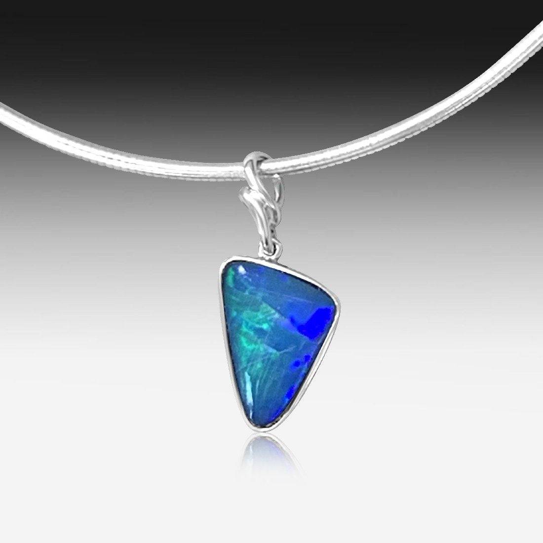 One 9kt White Gold Black Opal pendant - Masterpiece Jewellery Opal & Gems Sydney Australia | Online Shop